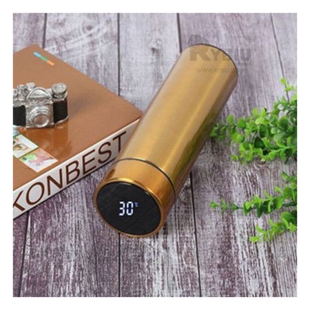 Botella Digital Dorado con Filtro de Te y Boca Ancha