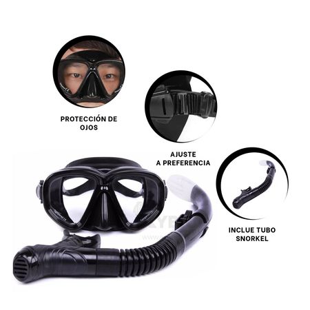 Set de Buceo en Negro Ideal para Natación