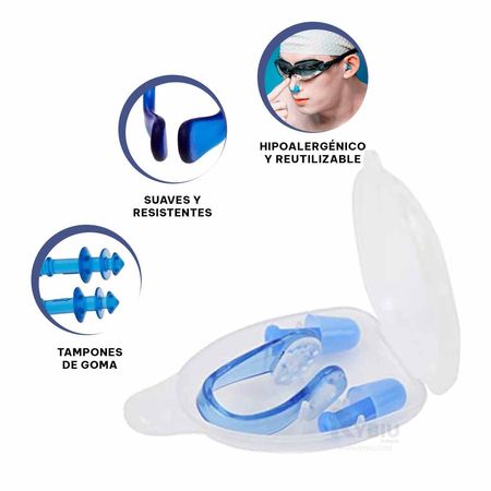 Kit de Proteccion para Nadadores: Tapones y Clip Nasal