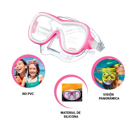 Lentes de Buceo Rosado con Vision Panoramica