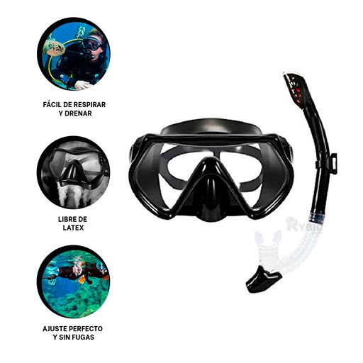 Mascara de Buceo con Lentes de Vidrio para Natacion - Promart