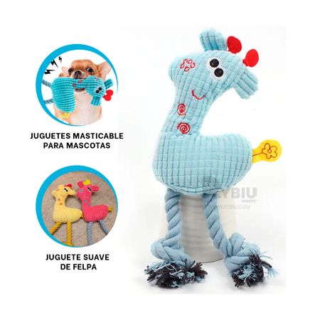 Jirafa de Color Celeste de Felpa para Mascotas