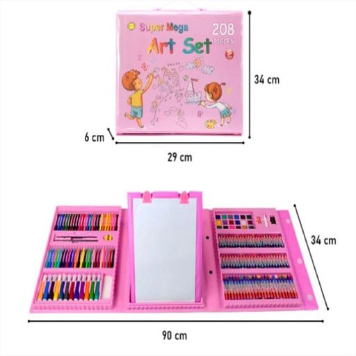 Kit De Colores 208 Piezas Juego Arte Y Dibujo Creativo Rosa. GENERAL