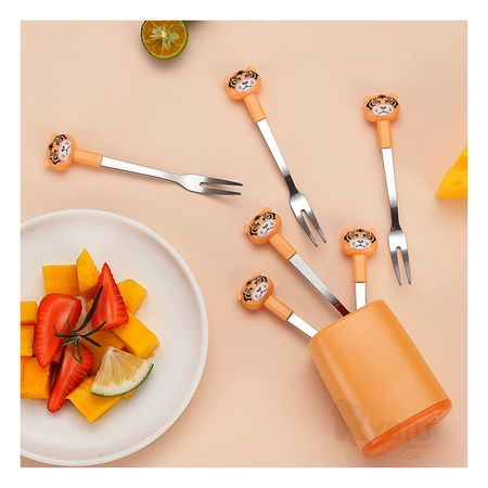 Conjunto de Tenedores Naranja con Diseños Infantiles