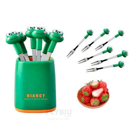 Set de Mini Tenedores Verde Oscuro de Diseño de Animalitos