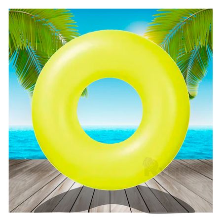 Flotador Inflable con Aro Amarillo Neon Verano