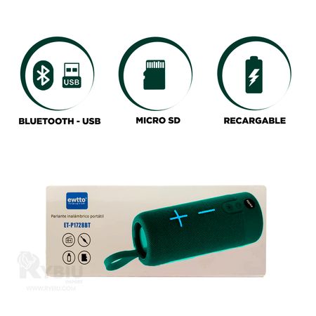 Parlante Bluetooth Inalambrico Verde EWTTO ET-P1728BT