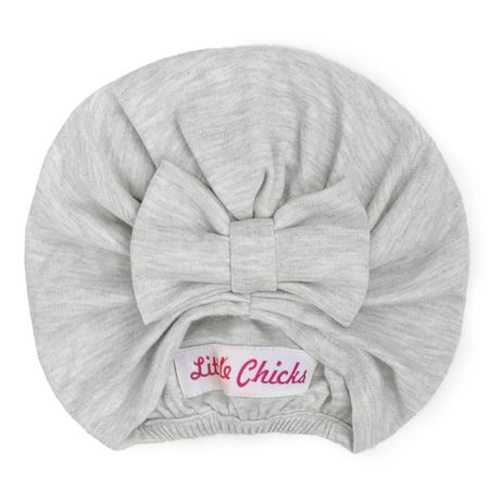 Turbante Gorro Little Chicks para Bebés y Niñas de Algodón Diseño Lazo Gris Claro