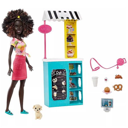 Muñeca Barbie Life in the City Café Playset Morena