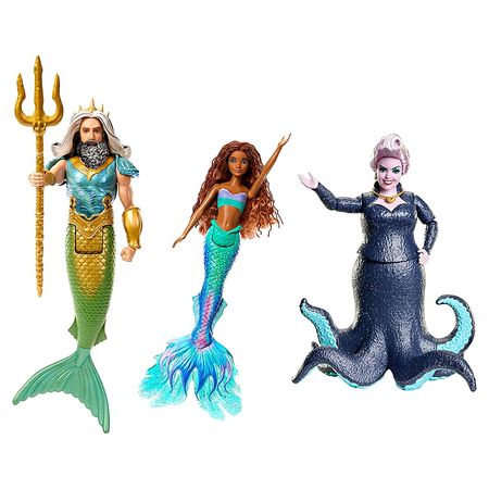 Set de Muñecos Mattel Ariel, Tritón y Ursula La Sirenita Live Action