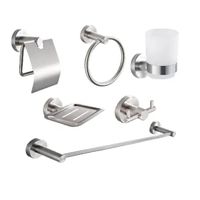 Kit de baño 6 Piezas Acero Satinado