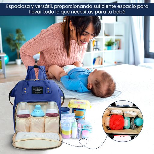 Pañalera para Bebé Bolso Cartera Impermeable Expandible Paltitas