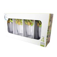 Vaso de Vidrio Decorados Trópico Crisa 4 Piezas