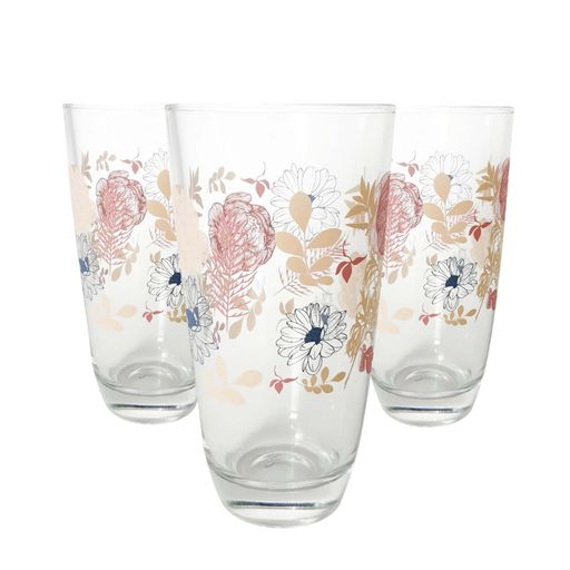 Set de vasos de vidrio con flores