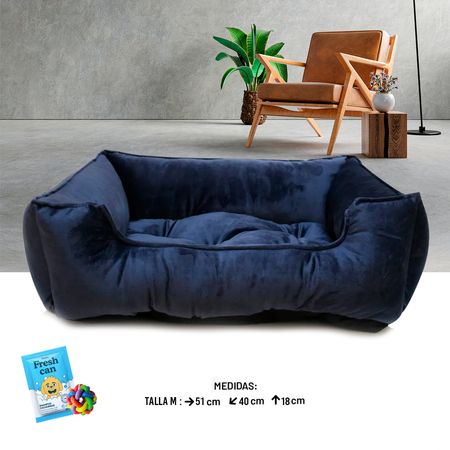 Cama para Perros y Gatos Mascotas Rectangular Azul Talla M