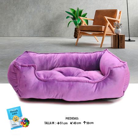 Cama para Perros y Gatos Mascotas Rectangular Morado Talla M