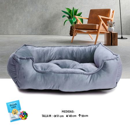 Cama para Perros y Gatos Mascotas Rectangular Plomo Talla M