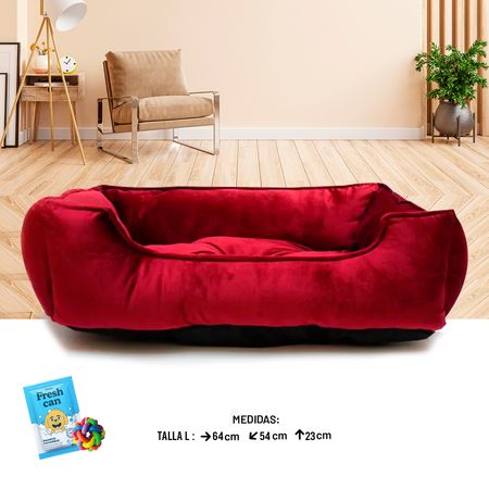 Cama para Perros y Gatos Mascotas Rectangular Rojo Talla L