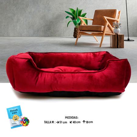 Cama para Perros y Gatos Mascotas Rectangular Rojo Talla M