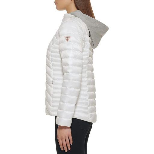 Casaca Guess Light Puffer Packable Mujer Blanco Gris plazaVea