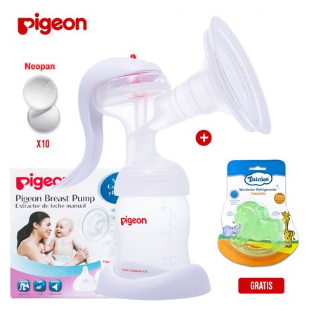 Extractor de Leche Manual Pigeon + 10 Protectores + Gratis Mordedor