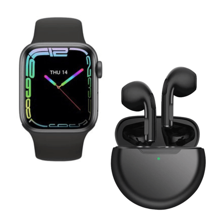 Pack Smartwatch T900 Pro Max L Negro y Audífonos Pro6 Negro