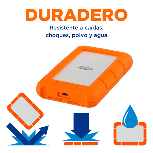 LaCie - Disco Duro Externo 2TB Rugged USB-C