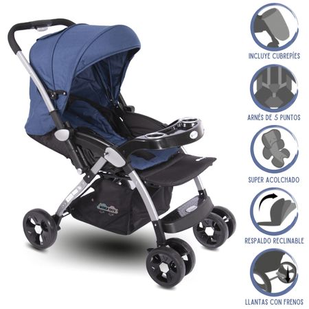 Coche Cuna De Lujo Ebaby Kuper Azul