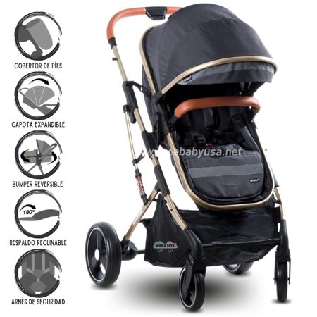 Coche Cuna Moisés De Lujo Ebaby Saturno Negro