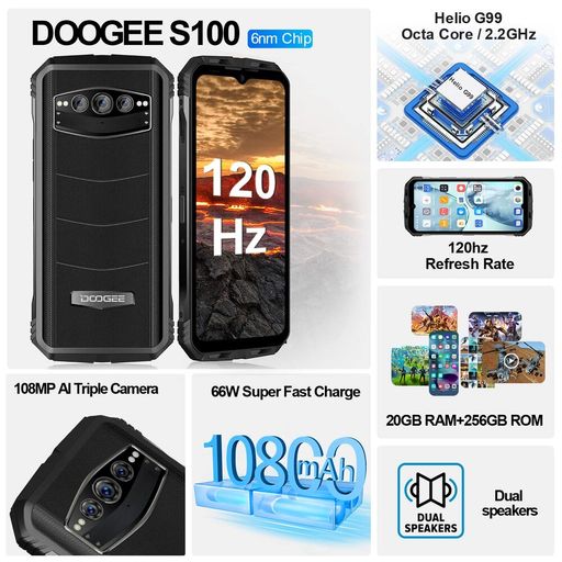 Smartphone Doogee S100 256GB Negro