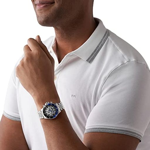 Michael Kors Reloj automático Bayville para hombre con correa de acero  inoxidable, plata, 22 (Modelo: MK9045), Plata Automática, Reloj automático