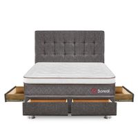 Dormitorio Boreal Pocket SS 4 Cajones Queen + Cabecera + 2 Almohadas + 1 Protector