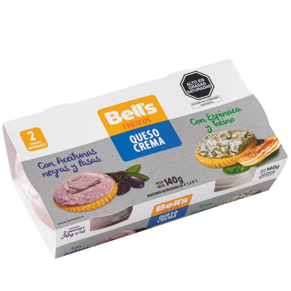 Queso Crema BELL'S Aceituna & Espinaca Paquete 140g