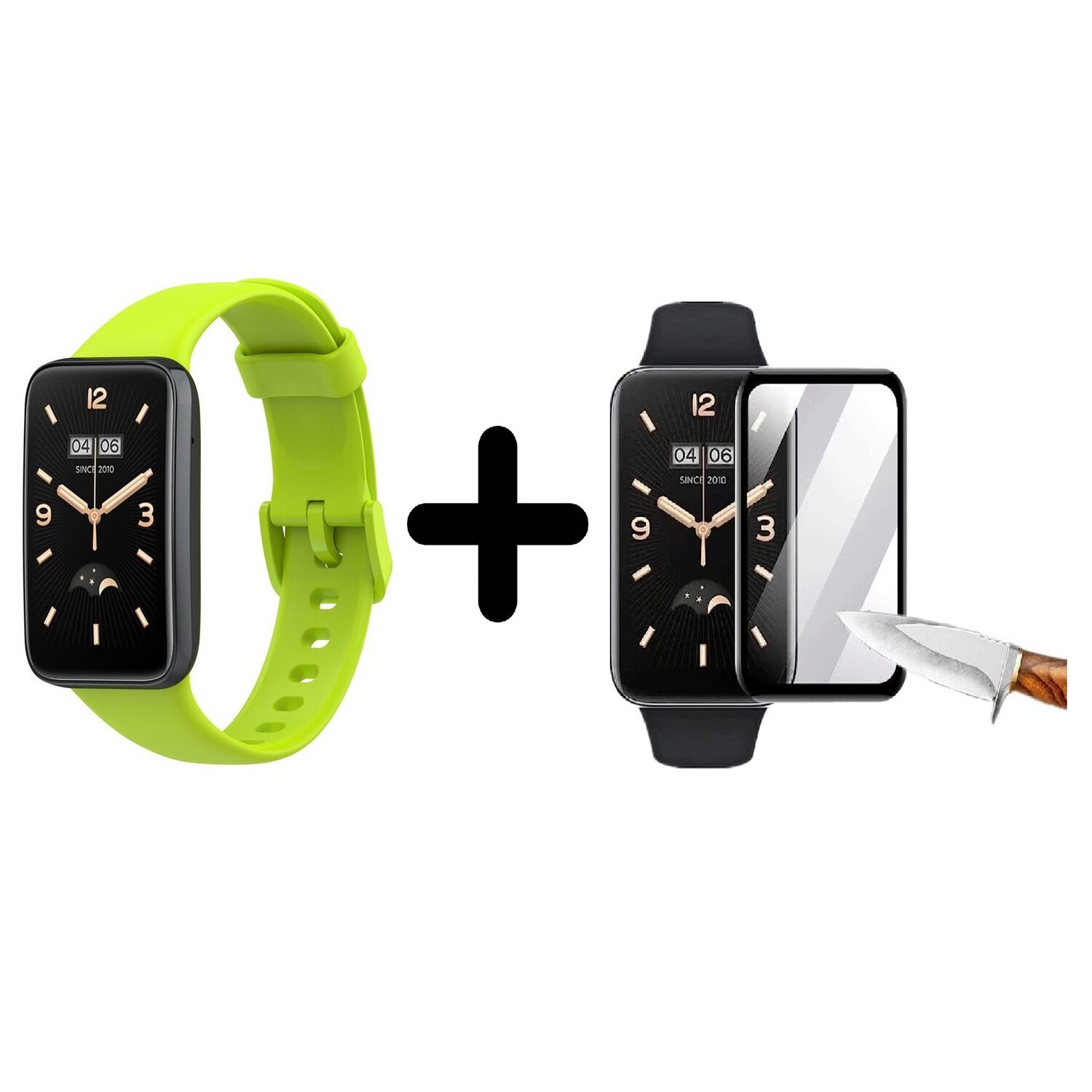 Correa De Silicona Para Xiaomi Mi Band 7 Pro + Mica de Vidrio - Verde Limon