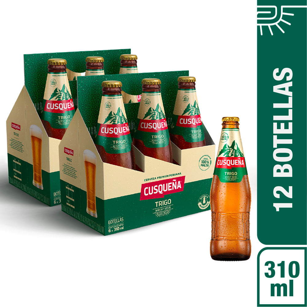 Pack Cerveza CUSQUEÑA Trigo Six Pack Botella 310ml x 2un