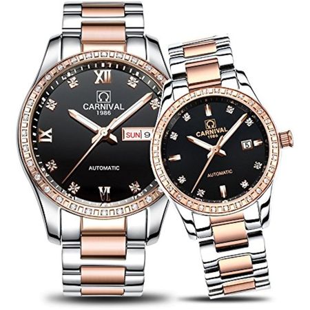Juego de Relojes de Lujo Mastop B077Ltvp27 para Hombre y Mujer en Plateado