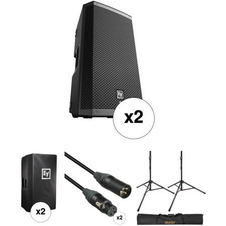 Kit de Altavoces Activos Electro Voice Zlx 12Bt de 12 de 2 Vías de 1000W con Dos Altavoces Soporte