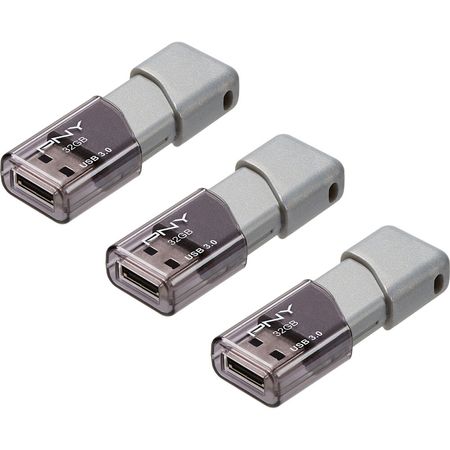 Pack de 3 Unidades de Memoria Usb 3.0 Pny Turbo Attaché 3 de 32Gb en Color Gris