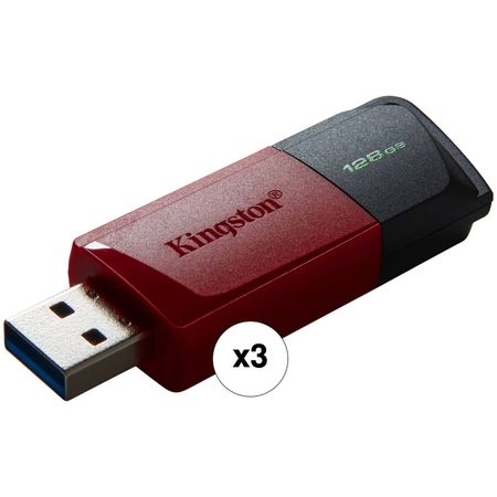 Pack de 3 Unidades de Kingston Datatraveler Exodia M Usb 3.2 Gen 1 Flash Drive de 128Gb Rojo