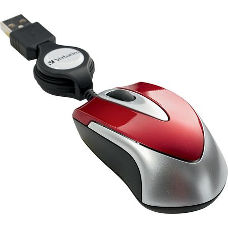 Mouse Óptico Mini de Viaje Verbatim Rojo