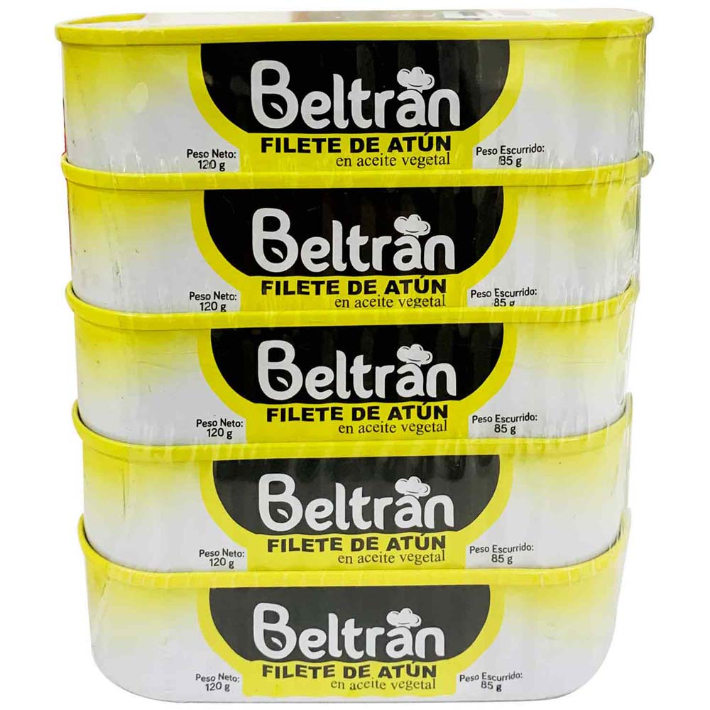 Filete de Atún BELTRÁN en Aceite Vegetal Lata 120g Paquete 5un