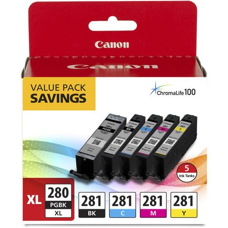 Paquete de 5 Colores Canon Pgi 280 Xl Cli 281 para Impresoras Pixma Seleccionadas