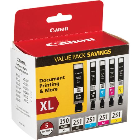 Value Pack de Cartuchos de Tinta Canon Pgi 250Xl Cli 251 de 5 Unidades