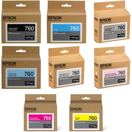 Kit de Cartuchos de Tinta Epson T760 Ultrachrome Hd con Ocho Colores y Negro Fotográfico