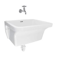 Lavadero de Loza Vitrificada Trebol Amazonas Blanco de 54x46.50x35 cm