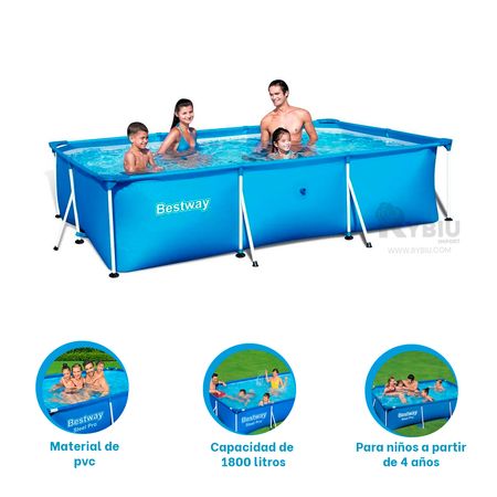 Alberca para Niños Rectangular de Color Celeste