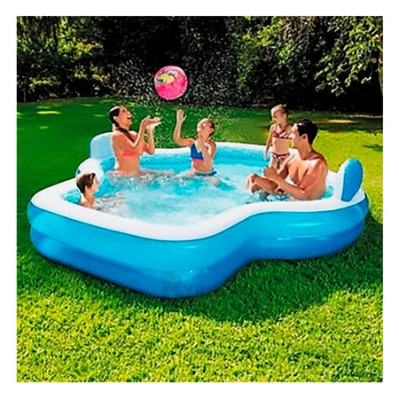 Inflable Piscina con Asientos Cuadrada para Jardin