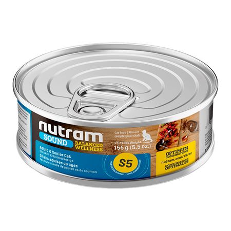 Comida en Lata Gatos Adultos y Gatos Mayores Nutram S5 156g