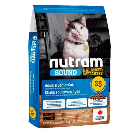 Comida Gato Adulto 7+ Nutram S5 Aceite Salmón Linaza 5.4kg