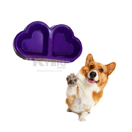 Corazon Morado Plato Bebedero para Mascotas